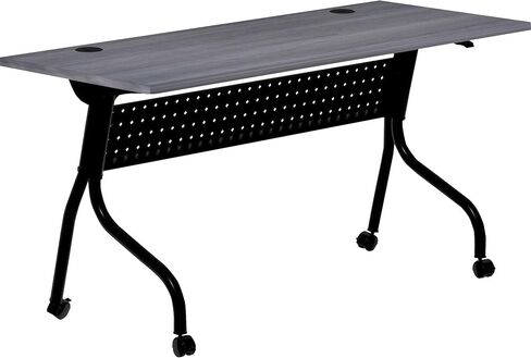 Lorell Flip Top Training Table, 23.6" x 60" x 29.5", Black Steel Base with Charcoal Melamine Top in Saudi Arabia
