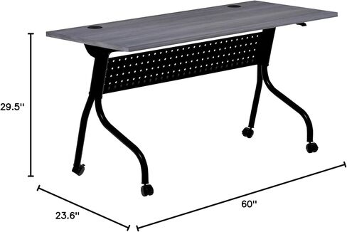 Lorell Flip Top Training Table, 23.6" x 60" x 29.5", Black Steel Base with Charcoal Melamine Top in Saudi Arabia