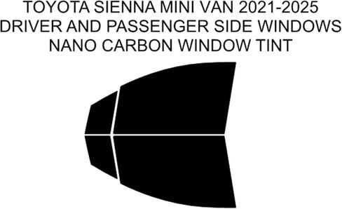 صبغة نافذة كربون نانو مقطوعة بشكل احترافي لسيارة Toyota Sienna Mini Van 2021-2025 نوافذ السائق والركاب تحجب 99% من الأشعة فوق البنفسجية، مجموعة من 4 قطع من أفلام الكربون الاحترافية (35% الكل) in Kuwait