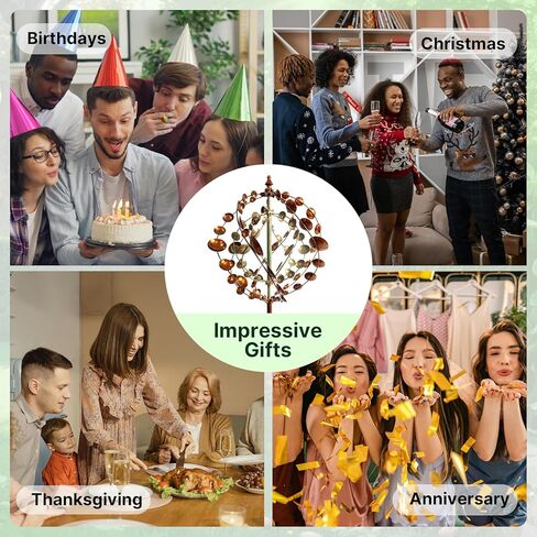 دوارات الرياح في الهواء الطلق، منحوتات رياح حركية معدنية كبيرة مقاس 75 بوصة للحديقة، فن ساحة دوارة 360 درجة مع قطعتين لتزيين علم الترحيب in Kuwait