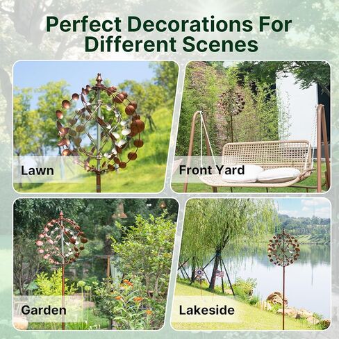 دوارات الرياح في الهواء الطلق، منحوتات رياح حركية معدنية كبيرة مقاس 75 بوصة للحديقة، فن ساحة دوارة 360 درجة مع قطعتين لتزيين علم الترحيب in Kuwait