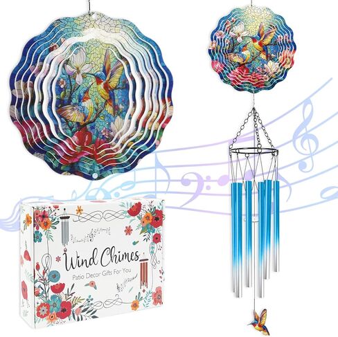 Rooster Hanging Wind Chime for Outside - Stainless Steel Wind Sculpture Chicken Wind Spinners Outdoor Farmhouse Art Ornaments with Card for Garden Yard Balcony Patio Lawn Decorations in Saudi Arabia