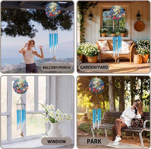 Rooster Hanging Wind Chime for Outside - Stainless Steel Wind Sculpture Chicken Wind Spinners Outdoor Farmhouse Art Ornaments with Card for Garden Yard Balcony Patio Lawn Decorations in Saudi Arabia