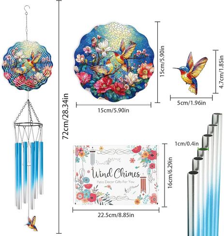 Rooster Hanging Wind Chime for Outside - Stainless Steel Wind Sculpture Chicken Wind Spinners Outdoor Farmhouse Art Ornaments with Card for Garden Yard Balcony Patio Lawn Decorations in Saudi Arabia