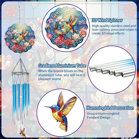 Rooster Hanging Wind Chime for Outside - Stainless Steel Wind Sculpture Chicken Wind Spinners Outdoor Farmhouse Art Ornaments with Card for Garden Yard Balcony Patio Lawn Decorations in Saudi Arabia
