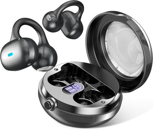 سماعات أذن لاسلكية، سماعات أذن بشاشة عرض رقمية LED تعمل لمدة 50 ساعة مع سماعة بلوتوث 5.3، سماعات مقاومة للماء IPX7 للجري/التمرين، أرجواني in Kuwait
