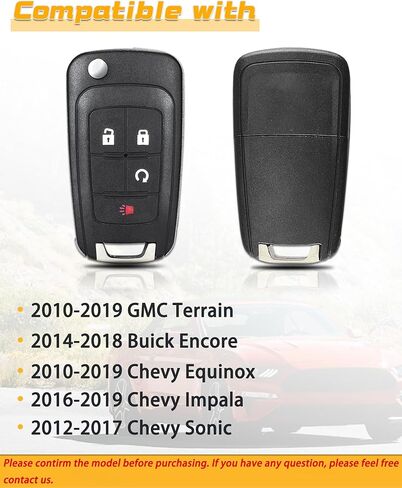Flip Car Key Fob Replacement Fits for 2010-2019 GMC Terrain/14-18 Buick Encore/10-19 Equinox/16-19 Impala/12-17 Sonic OHT01060512, V2T01060512, 1 Pcs in Saudi Arabia