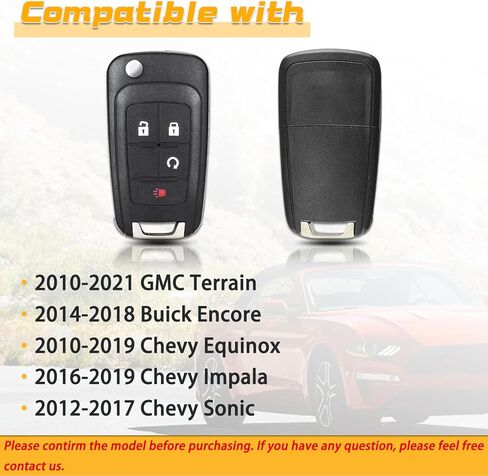استبدال مفتاح السيارة القابل للطي يناسب 2010-2019 GMC Terrain/14-18 Buick Encore/10-19 Equinox/16-19 Impala/12-17 Sonic OHT01060512، V2T01060512، قطعة واحدة in Saudi Arabia