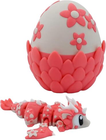 3D Printed Crystal in Egg – Articulated Ice Dragon Figure with Detailed Eggshell – Fantasy Collectible (Blue 1 Dragon and 1 Egg) in Saudi Arabia