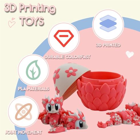3D Printed Crystal in Egg – Articulated Ice Dragon Figure with Detailed Eggshell – Fantasy Collectible (Blue 1 Dragon and 1 Egg) in Saudi Arabia