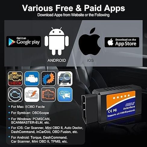OBD2 WiFi Scanner for iPhone iOS Android Windows Car Code Reader Enhanced Auto Diagnostic Scan Tool Odb2 OBDII Adapter Check Engine Light Live Data Reset Vehicle Performance Test in Saudi Arabia