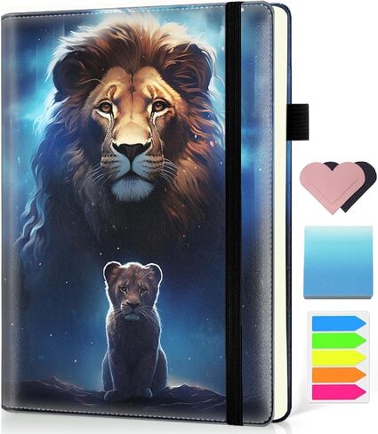 Hardcover Executive Notebooks, A5 PU Leather Lined Journal Notebook, 200 Pages Thick Paper Subject Notebooks for School,Work,Home Writing Business Notebook, Diary Book ， Lion Painting in Kuwait