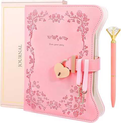 Diary with Lock and Keys for Girls & Women,360 Gold Edged Pages, Journal with Lock for Girls Gift Ideas, Journal with Pen & Bookmark & Gift Box,Secret Diary Gift for Teen Girls Ages 8-18(Garden Pink) in Saudi Arabia