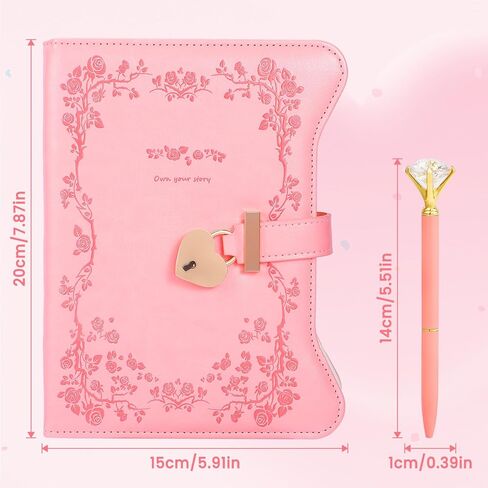 Diary with Lock and Keys for Girls & Women,360 Gold Edged Pages, Journal with Lock for Girls Gift Ideas, Journal with Pen & Bookmark & Gift Box,Secret Diary Gift for Teen Girls Ages 8-18(Garden Pink) in Saudi Arabia