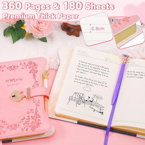 Diary with Lock and Keys for Girls & Women,360 Gold Edged Pages, Journal with Lock for Girls Gift Ideas, Journal with Pen & Bookmark & Gift Box,Secret Diary Gift for Teen Girls Ages 8-18(Garden Pink) in Saudi Arabia