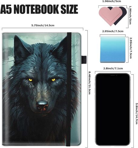 Hardcover Executive Notebooks, A5 PU Leather Lined Journal Notebook, 200 Pages Thick Paper Subject Notebooks for School,Work,Home Writing Business Notebook, Diary Book ， Lion Painting in Kuwait