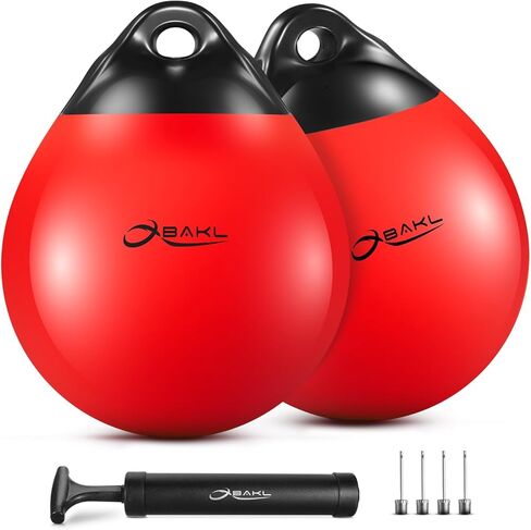 OBAKL Pair of Vinyl Boat Buoy Balls, 14.9 x 17.8 Inches Round Boat fenders Ball for Boat Mooring Buoys, Anchor Float Buoy and Mooring Fender(Yellow) in Saudi Arabia