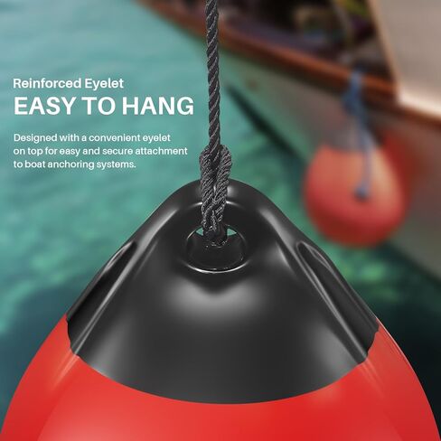 OBAKL Pair of Vinyl Boat Buoy Balls, 14.9 x 17.8 Inches Round Boat fenders Ball for Boat Mooring Buoys, Anchor Float Buoy and Mooring Fender(Yellow) in Saudi Arabia