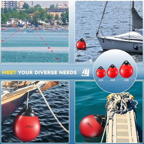 OBAKL Pair of Vinyl Boat Buoy Balls, 14.9 x 17.8 Inches Round Boat fenders Ball for Boat Mooring Buoys, Anchor Float Buoy and Mooring Fender(Yellow) in Saudi Arabia