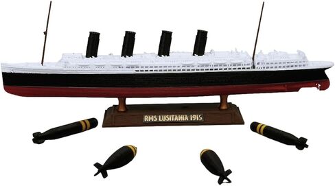سفينة نموذج عرض مُصممة مسبقًا مقاس 12 بوصة مع حامل (نموذج طول RMS Lusitania Wartime بطول 1 قدم مع طوربيدات (4 قطع) وحامل) in Kuwait