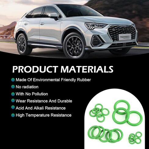 Qurbun 270 PCS Car Air Conditioning Compressor Seal Ring Kits, 18 Sizes Seal Rubber O-Ring Washers, O-Ring Assortment Set with Storage Box, Fit for Car Repair, Plumbing or Air Connections (Green) in Saudi Arabia