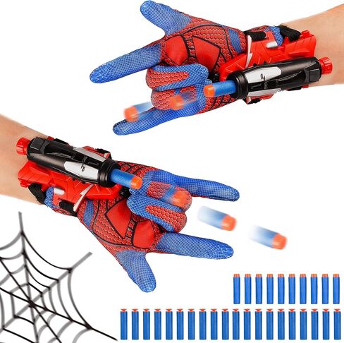 2 Set Spider Web Shooters with Gloves and Soft Bullet,Super Wrist Launcher Toy for Kids,Toy for 3 4 5 6-8 9 Year Old Boy in Saudi Arabia
