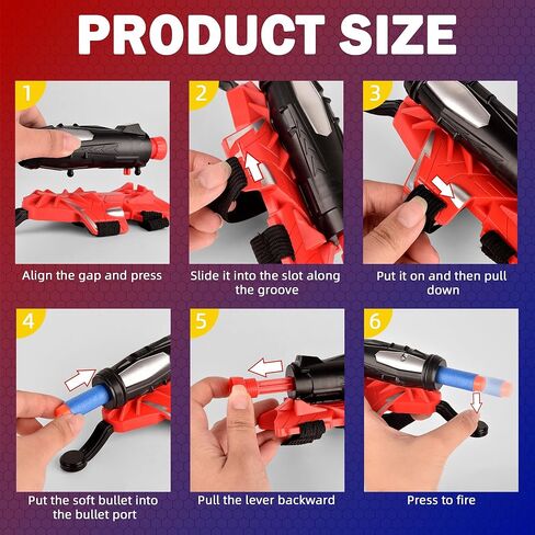 2 Set Spider Web Shooters with Gloves and Soft Bullet,Super Wrist Launcher Toy for Kids,Toy for 3 4 5 6-8 9 Year Old Boy in Saudi Arabia