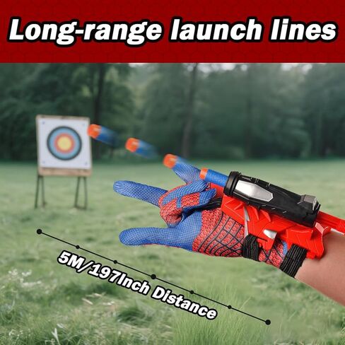 2 Set Spider Web Shooters with Gloves and Soft Bullet,Super Wrist Launcher Toy for Kids,Toy for 3 4 5 6-8 9 Year Old Boy in Saudi Arabia