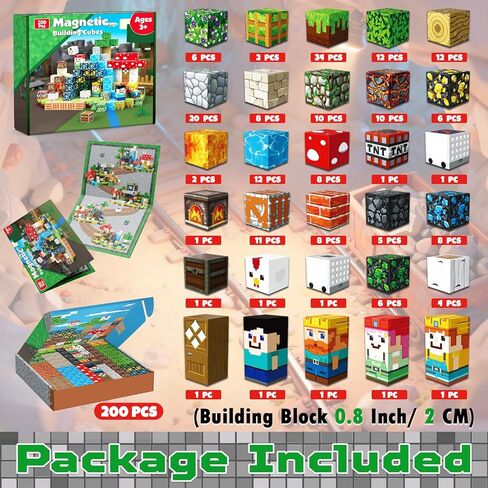 مكعبات مغناطيسية من جودي كينج 200 قطعة - مكعبات بناء مغناطيسية، مغناطيسات تكديس للأطفال، مغناطيس قوي، لعبة حسية لألعاب تعلم العلوم والتكنولوجيا والهندسة والرياضيات للأطفال من سن 3 سنوات فما فوق للأولاد والبنات في عيد الميلاد in Kuwait