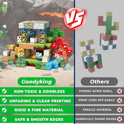 مكعبات مغناطيسية من جودي كينج 200 قطعة - مكعبات بناء مغناطيسية، مغناطيسات تكديس للأطفال، مغناطيس قوي، لعبة حسية لألعاب تعلم العلوم والتكنولوجيا والهندسة والرياضيات للأطفال من سن 3 سنوات فما فوق للأولاد والبنات في عيد الميلاد in Kuwait