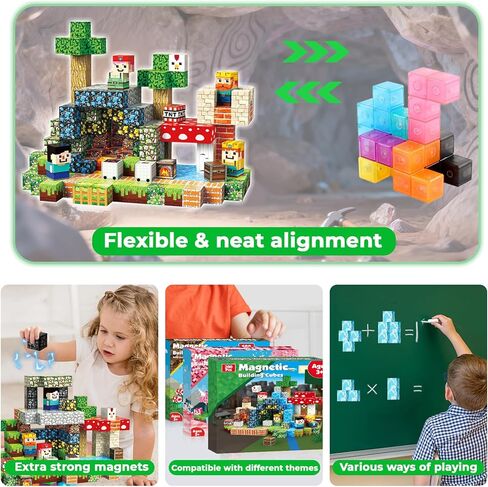 مكعبات مغناطيسية من جودي كينج 200 قطعة - مكعبات بناء مغناطيسية، مغناطيسات تكديس للأطفال، مغناطيس قوي، لعبة حسية لألعاب تعلم العلوم والتكنولوجيا والهندسة والرياضيات للأطفال من سن 3 سنوات فما فوق للأولاد والبنات في عيد الميلاد in Kuwait