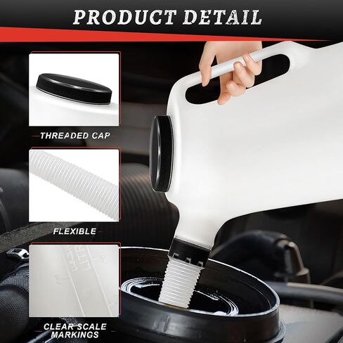 5 Quart Jug with 10 Pcs Funnel Set – Automotive Container and Dispenser with Flexible Spout for Oil Change, Coolant, Fuel, and Transmission Fluids in Saudi Arabia