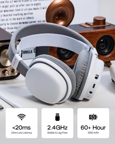 MechLands Aula G7 Wireless Gaming Headset for PS4/PS5/PC/Switch, Over-Ear Headphones with Detachable Noise Canceling Mic, RGB, Surround Sound, 60H Battery, 2.4GHz/BT/Wired (Black) in Kuwait