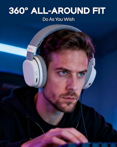 MechLands Aula G7 Wireless Gaming Headset for PS4/PS5/PC/Switch, Over-Ear Headphones with Detachable Noise Canceling Mic, RGB, Surround Sound, 60H Battery, 2.4GHz/BT/Wired (Black) in Kuwait