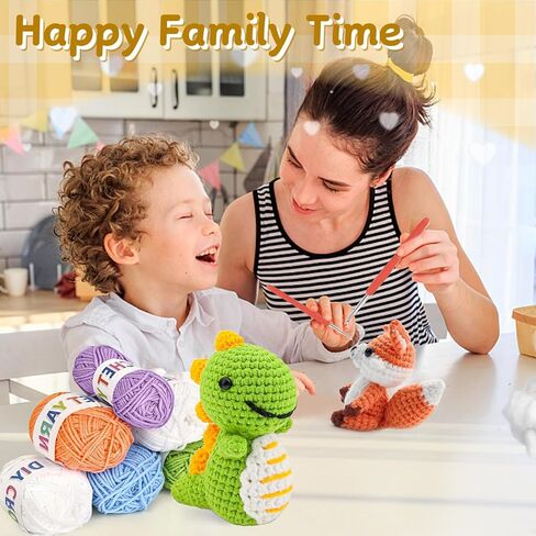 مجموعة كروشيه للمبتدئين من ايليت، مجموعة حيوانات اميجورومي مع فيديو تعليمي خطوة بخطوة للديناصور، القنفذ، البطريق، البومة، السلحفاة او النحل، حزمة للمبتدئين في الحياكة للبالغين والاطفال in Kuwait