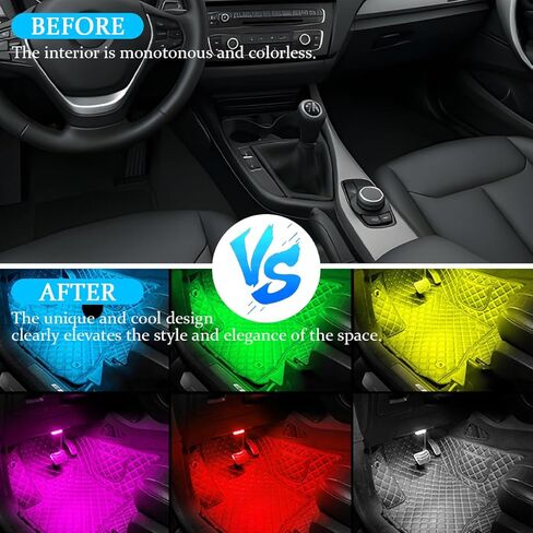 Car Interior LED Lights, 4 in 1 Bright Vehicle Ambient Neon Light Kit with DC 5V USB Port, Automotive Under Dash Decoration Night Lamp, Universal for RV, Truck, Sedan (RGB) in Saudi Arabia