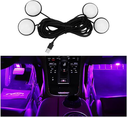Car Interior LED Lights, 4 in 1 Bright Vehicle Ambient Neon Light Kit with DC 5V USB Port, Automotive Under Dash Decoration Night Lamp, Universal for RV, Truck, Sedan (RGB) in Saudi Arabia