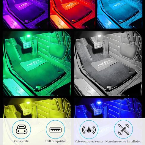 Car Interior LED Lights, 4 in 1 Bright Vehicle Ambient Neon Light Kit with DC 5V USB Port, Automotive Under Dash Decoration Night Lamp, Universal for RV, Truck, Sedan (RGB) in Saudi Arabia