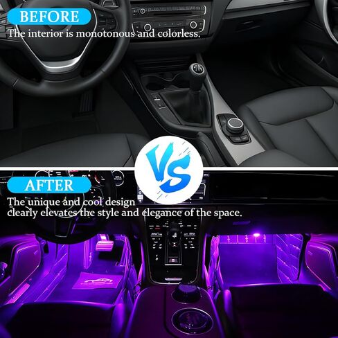 Car Interior LED Lights, 4 in 1 Bright Vehicle Ambient Neon Light Kit with DC 5V USB Port, Automotive Under Dash Decoration Night Lamp, Universal for RV, Truck, Sedan (RGB) in Saudi Arabia