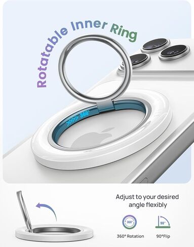 Lamicall for MagSafe قبضة حلقة الهاتف المغناطيسية - حامل حلقة دوارة 360 درجة مع [تخميد سلس]، مسند بمقبض أصابع شفاف كريستالي، ملحقات قوية آمنة لهاتف iPhone 17 Pro Max Air، جميع الهواتف in Saudi Arabia