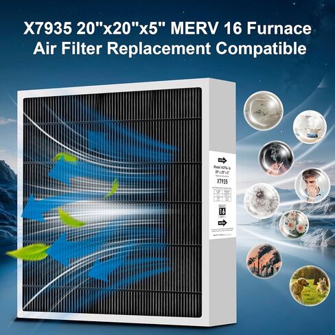 X7935 20 بوصة × 20 بوصة × 5 بوصة استبدال فلتر هواء الفرن MERV 16 متوافق مع منظف الهواء Lennox HCC14-23 لنموذج فلتر Lennox X7935 ونماذج فلتر هانيويل FC100A101 وFC200E1011 (عبوة واحدة) in Kuwait