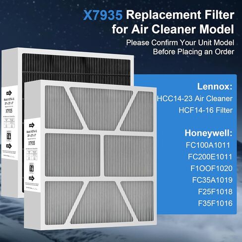 X7935 20 بوصة × 20 بوصة × 5 بوصة استبدال فلتر هواء الفرن MERV 16 متوافق مع منظف الهواء Lennox HCC14-23 لنموذج فلتر Lennox X7935 ونماذج فلتر هانيويل FC100A101 وFC200E1011 (عبوة واحدة) in Kuwait