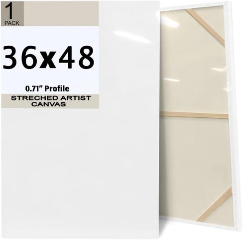 قماش ممتاز للرسم - 36x48-32x46-32x48 بوصة - سمك 0.7-1 بوصة - لوحة خلفية - أكريليك مثالي، زيت، فن ألوان مائية - XL - كبير جدًا - جودة فنية احترافية بيضاء فارغة (32x46) in Kuwait