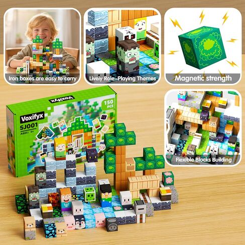 150PCS Magnetic Building Blocks Set Toys, Kids Classroom Magnet Blocks Toy for Toddlers STEM Learning, Construction Stacking Toy for Kids Boys and Girls Christmas Birthday Gifts in Kuwait