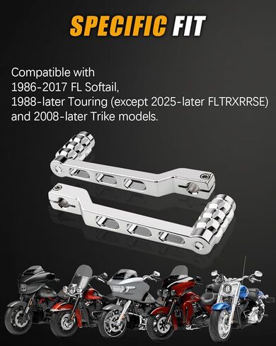 Motorcycle Heel Toe Shifter Levers 2PCS Black CNC Aluminum Gear Pedals Shift Arms Compatible with Harley Davidson Touring Softail Electra Glide Road King Street Trike (Knob Chrome Kit) in Saudi Arabia