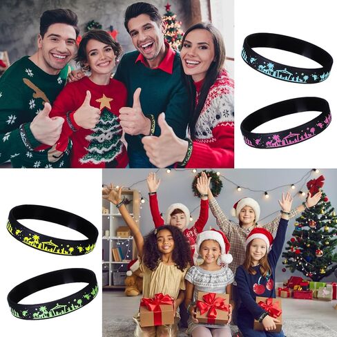 Soulchen 100 Pcs Christmas Nativity Silhouette Silicone Bracelets Wristband Religious Christian Rubber Bracelets for Sunday School Xmas Holiday Party Favor Gifts, 4 Colors in Saudi Arabia