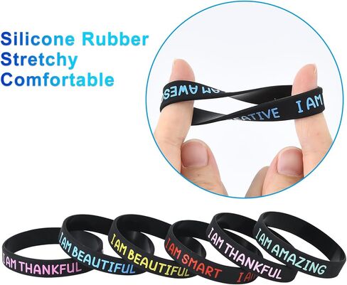 20 Pcs Inspirational Wristbands for Students – Self-Affirmation Phrase Bracelet – Motivational Quotes Rubber Bracelets – Back to School Gift for Students Kids in Saudi Arabia