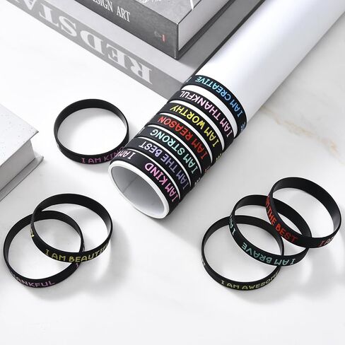 20 Pcs Inspirational Wristbands for Students – Self-Affirmation Phrase Bracelet – Motivational Quotes Rubber Bracelets – Back to School Gift for Students Kids in Saudi Arabia