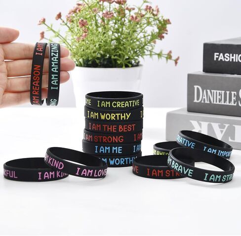 20 Pcs Inspirational Wristbands for Students – Self-Affirmation Phrase Bracelet – Motivational Quotes Rubber Bracelets – Back to School Gift for Students Kids in Saudi Arabia