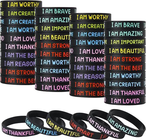 20 Pcs Inspirational Wristbands for Students – Self-Affirmation Phrase Bracelet – Motivational Quotes Rubber Bracelets – Back to School Gift for Students Kids in Saudi Arabia